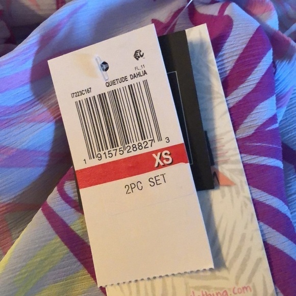 Miken PURPLE MULTI Lace-Up Caftan Cover-Up with Headband, US X-Small - Picture 4 of 5